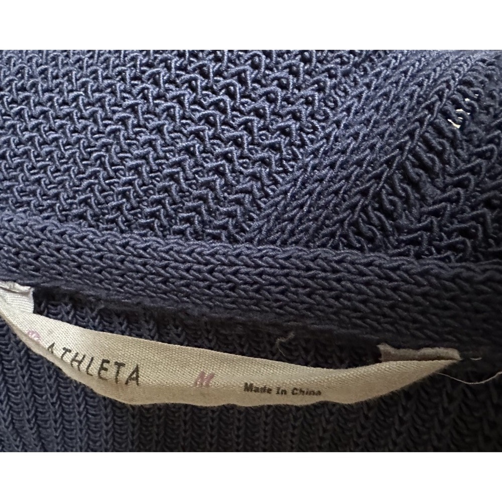 Athleta Womens Highline Sweater Navy Blue Cotton Nylon V Neck Split Hem Sz M - Picture 7 of 9